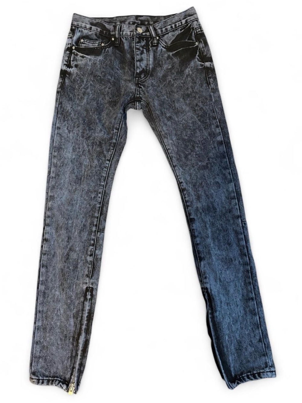 MNML Men's Black Acid-Wash Skinny Jeans with Subtle Gray Fade